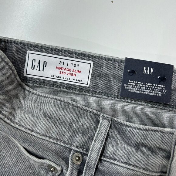 NEW Gap Vintage Slim Sky High Rise Jeans Womens Size 31 Short Gray - Picture 4 of 12